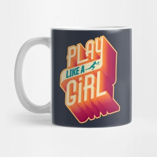 Play Like a Girl | 3D Text Volleyball Design Mug